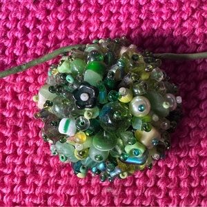 6cm Green Ombré Confetti Beaded Necklace on 42cm Chord